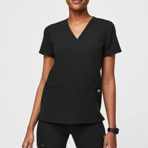Figs Women's Casma Three-Pocket Scrub Top Size XS Black